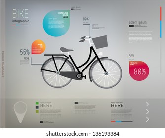 Bicycle and info graphic elements on gray background. Vector illustration/EPS 10