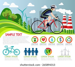Bicycle info graphics,Go green concept.-vector illustration