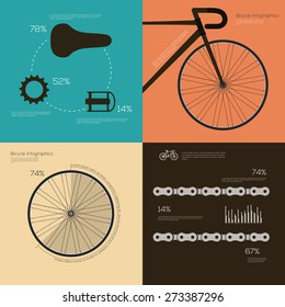 Bicycle infographic elements and parts. Flat vector illustration
