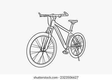 bicycle of ink drawing for poster, postcard, art print. Vector hand drawn illustration of city bicycle in ink hand drawn style.