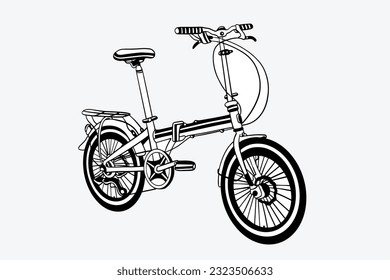 bicycle of ink drawing for poster, postcard, art print. Vector hand drawn illustration of city bicycle in ink hand drawn style.
