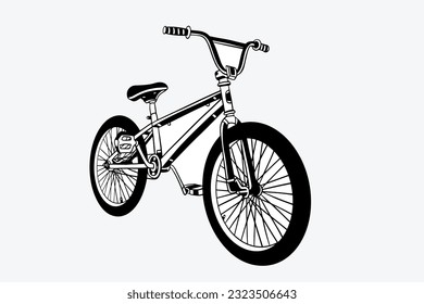 bicycle of ink drawing for poster, postcard, art print. Vector hand drawn illustration of city bicycle in ink hand drawn style.
