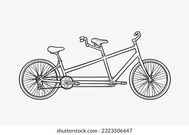 bicycle of ink drawing for poster, postcard, art print. Vector hand drawn illustration of city bicycle in ink hand drawn style.