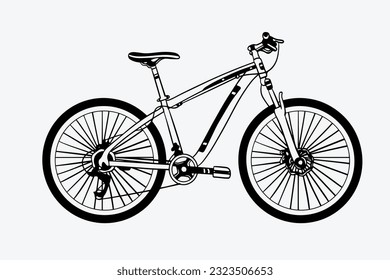 bicycle of ink drawing for poster, postcard, art print. Vector hand drawn illustration of city bicycle in ink hand drawn style.