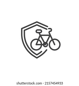 Bicycle Insurance line icon. linear style sign for mobile concept and web design. Bike and shield outline vector icon. Symbol, logo illustration. Vector graphics