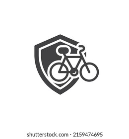 Bicycle Insurance vector icon. filled flat sign for mobile concept and web design. Bike and shield glyph icon. Symbol, logo illustration. Vector graphics