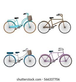 Bicycle Isolate Illustration Collection Set Vector