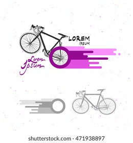 Bicycle isolated on abstract multicolor dripping paint. Vector illustration / logo / label / tattoo