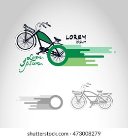 Bicycle isolated on abstract multicolor dripping paint. Vector illustration / logo / label / tattoo