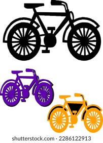 bicycle with isolated on white background Bike icon. Kids bicycle silhouette. Child bike black shape. Vector illustration