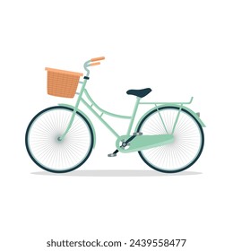 Bicycle isolated on white background. Classic city bicycle in flat style. Vector stock