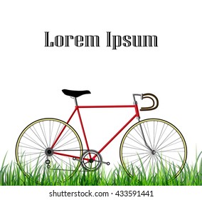 Bicycle isolated on white background with grass