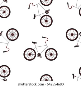 Bicycle Isolated on the White Background Seamless Pattern. Vector illustration