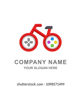 Bicycle Joystick Game Console Logo Vector