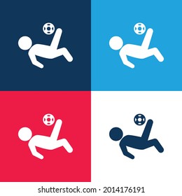 Bicycle Kick blue and red four color minimal icon set
