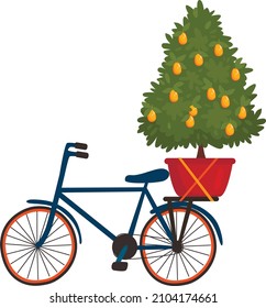 A bicycle with a kumquat tree for the Tet holiday.