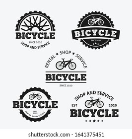 Bicycle Labels Set - Isolated On White Background. Vector design elements business signs, branding, badges, objects, identity