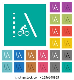 Fahrradweg, mehrfarbige flache Symbole auf einfarbigem, quadratischem Hintergrund. Weiße und dunklere Icon-Variationen für Hover oder aktive Effekte.