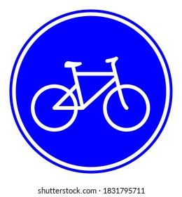 Bicycle lane road sign indicates the cycle route for pedal cyclists