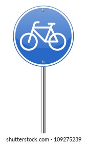 Bicycle lane sign on white