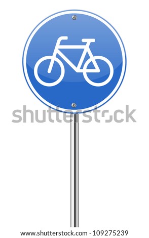 Bicycle lane sign on white