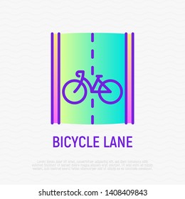 Bicycle lane thin line icon. Modern vector illustration of bike priority.