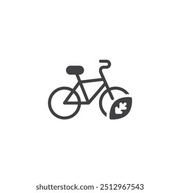 Bicycle with leaf vector icon. filled flat sign for mobile concept and web design. Eco-friendly transportation glyph icon. Symbol, logo illustration. Vector graphics