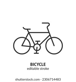 Bicycle line icon. Biking activity outline symbol. Transport vector sign. Editable stroke.