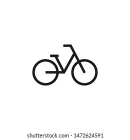 Bicycle line icon. Flat bike pictogram isolated on white. Vector illustration. Eco transport symbol. Healthy journey logo. Black and white.
