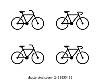 Icono de línea de bicicleta aislado sobre fondo blanco.