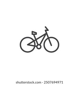 Icono de línea de bicicleta. signo de estilo lineal para concepto móvil y Diseño web. Icono de Vector de contorno de ciclo de pedal. Símbolo de la bici, ilustración del logotipo. Gráficos de Vector