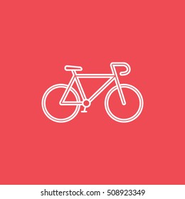 Bicycle Line Icon On Red Background