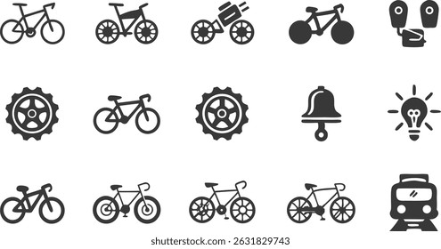 bicycle line icon set vector pictograms of mounta.eps
