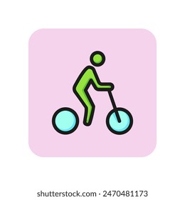 Bicycle line icon. Sportsman, bike, cycling. Summer activity concept. Can be used for topics like lifestyle, sport, racing, road signs.