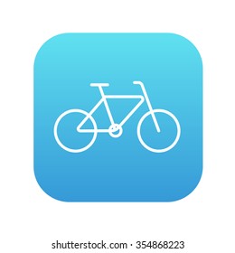 Bicycle line icon for web, mobile and infographics. Vector white icon on the blue gradient square with rounded corners isolated on white background.