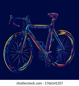 the bicycle line pop art potrait logo colorful design with dark background. Isolated black background for t-shirt, poster, clothing, merch, apparel, badge design