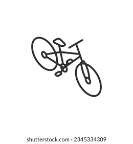 Bicycle, linear icon. Line with editable stroke, isometric style