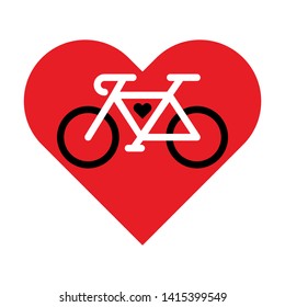 Bicycle lineart icon inside the heart. I love bicycle vector sign.