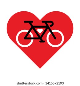 Bicycle lineart icon inside the heart. I love bicycle vector sign for bike addicted.