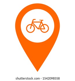 Bicycle and location pin on white
