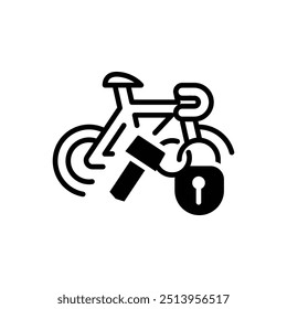 bicycle lock key solid icon vector design good for web or mobile app