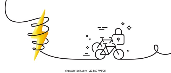 Bicycle lockers line icon. Continuous one line with curl. Lock bike transport sign. Outdoor parking place symbol. Bicycle lockers single outline ribbon. Loop curve with energy. Vector