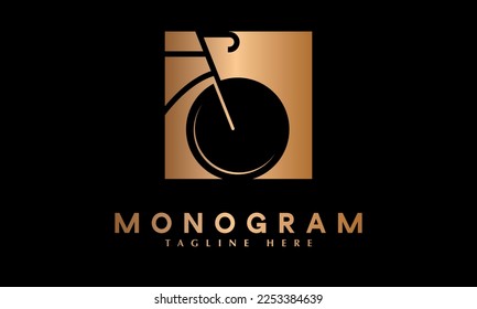 Plantilla de vector monograma abstracto del logotipo de la bicicleta