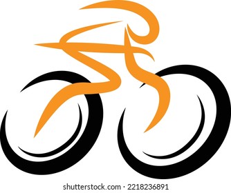 Bicycle logo with black and orange colour. Perfect for community logo or company logo.