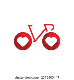 Icono de concepto de logotipo de bicicleta vector, logotipo de la bicicleta de amor