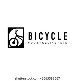 Concepto del logotipo de la bicicleta con la silueta negra simple y moderna, vehículo de la bicicleta con el diseño para la Plantilla del cartel de la ilustración del producto o la marca del producto
