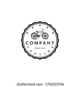 Bicycle logo design template. Awesome a bicylce with circle & star logo. A bicycle lineart logotype.