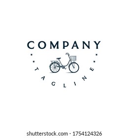 Bicycle logo design template. Awesome a bicylce with star logo. A bicycle lineart logotype.