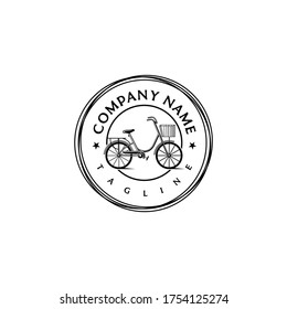 Bicycle logo design template. Awesome a bicylce with circle & star logo. A bicycle with circle lineart logotype.