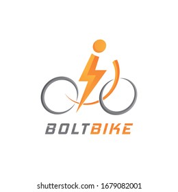 Bicycle logo design template  Electric bike corporate branding identity  Bolt shape rider  Abstract bike symbol  Cycling theme design  Bike Shop symbol    Vector
